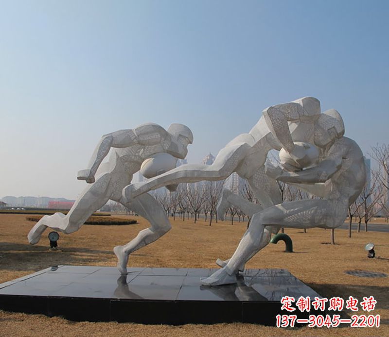 东莞橄榄球不锈钢运动雕塑