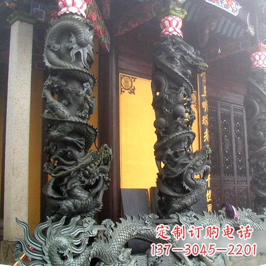 东莞高浮雕龙柱铜雕塑