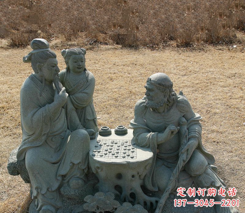 东莞八仙下棋铜雕塑