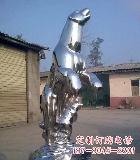 东莞公园不锈钢抽象北极熊动物雕塑