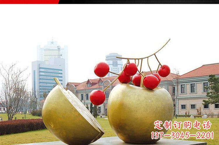 东莞公园不锈钢苹果樱桃雕塑