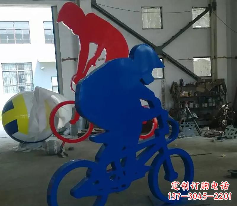东莞公园不锈钢骑自行车运动人物雕塑