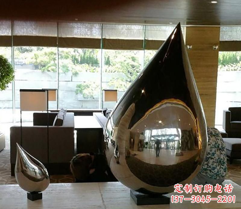 东莞公园不锈钢水滴球景观雕塑