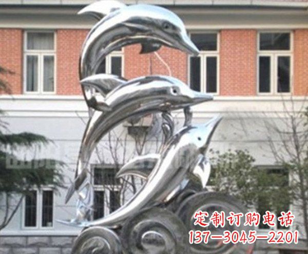 东莞跳跃海豚海浪不锈钢雕塑