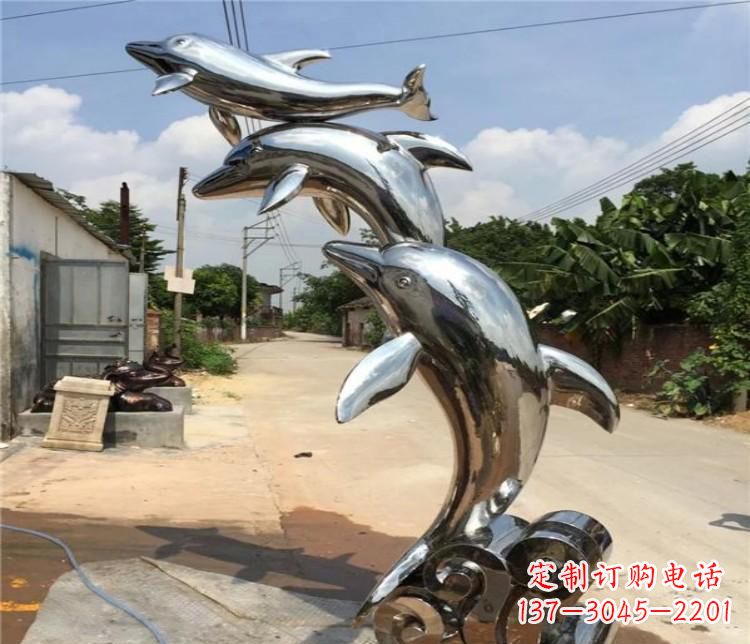 东莞冲浪海豚不锈钢雕塑