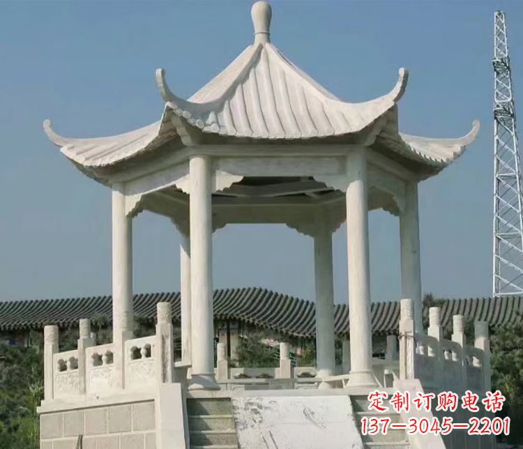 东莞公园大理石六角石雕凉亭 (3)