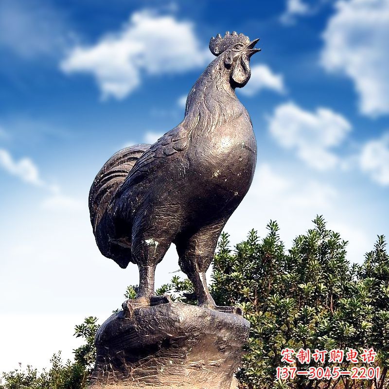 东莞威风凛凛的大型铸铜酉鸡雕塑