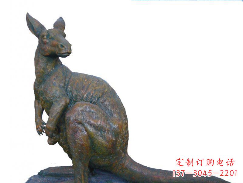 东莞公园袋鼠动物铜雕 (4)