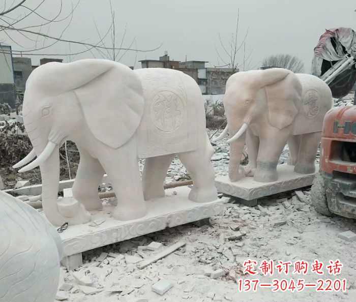 东莞公园动物大象石雕 (5)