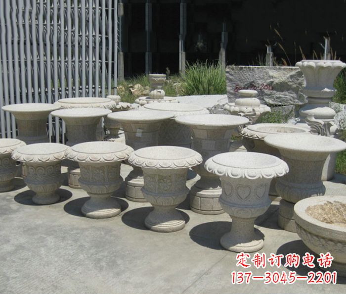 东莞大理石花盆石雕艺术品