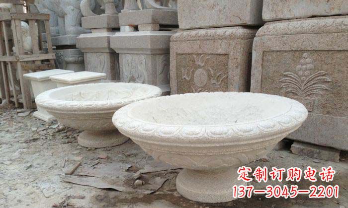 东莞细腻雅致的大理石花盆石雕