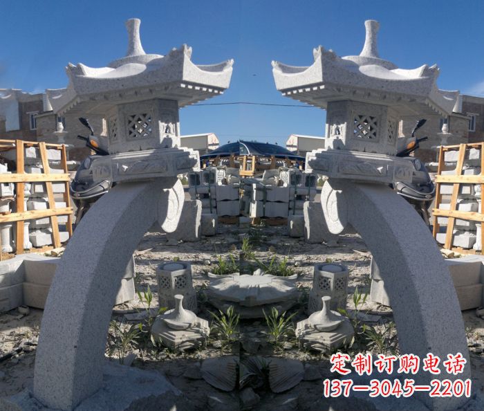 东莞精美大理石镂空石灯雕塑