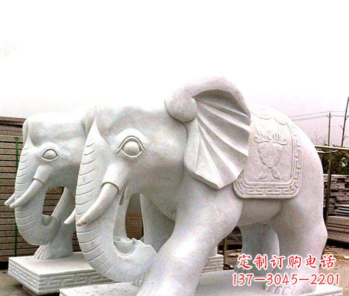东莞精致细腻的大象石雕景观雕塑