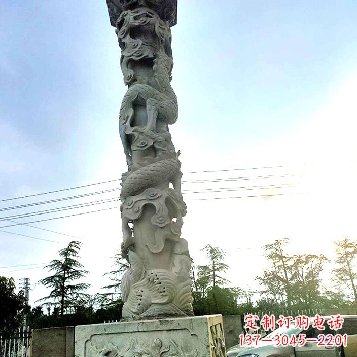 东莞精致的公园龙柱石雕