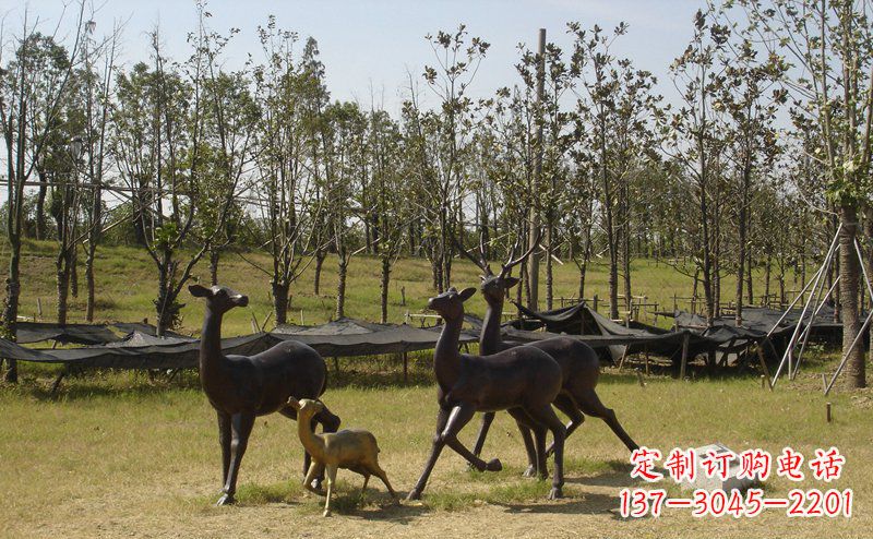 东莞优雅雕塑-梅花鹿铜雕