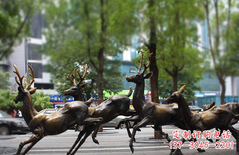 东莞艺术精美的铜雕群鹿动物雕塑