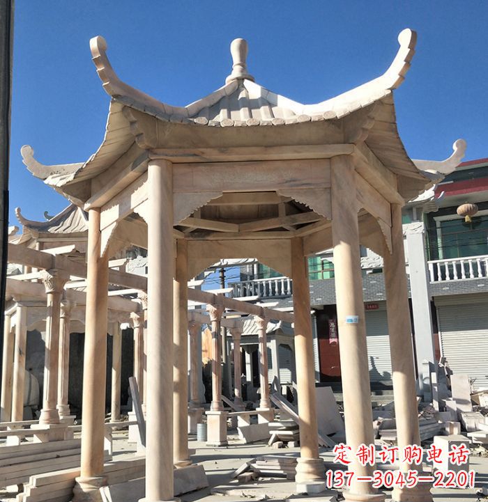 东莞公园晚霞红凉亭雕塑