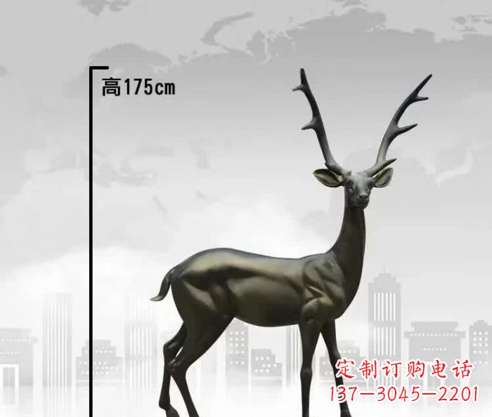 东莞精致优雅的铜制公园小鹿雕塑