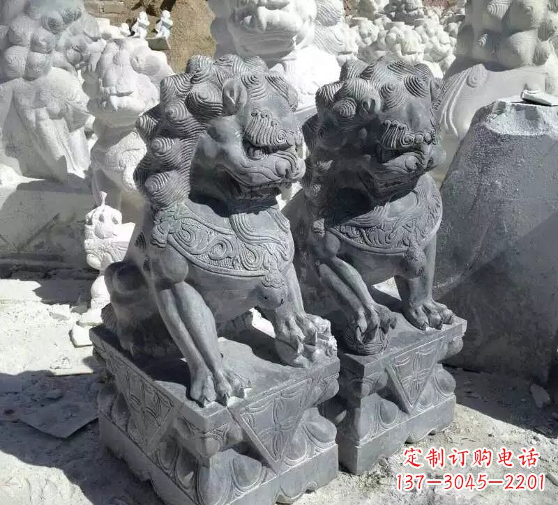 东莞古代青石狮子雕塑