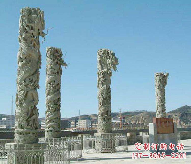 东莞中领雕塑的大理石盘龙柱景观石雕