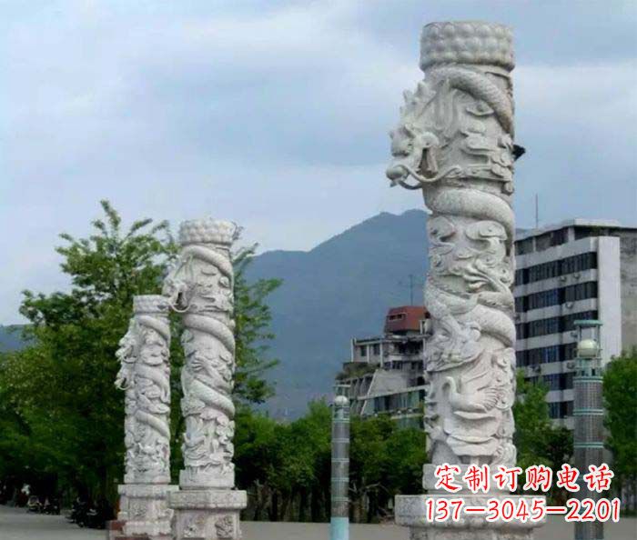 东莞广场景观大理石龙柱石雕 (3)