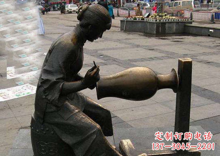 东莞领雕塑铜质花盆雕塑
