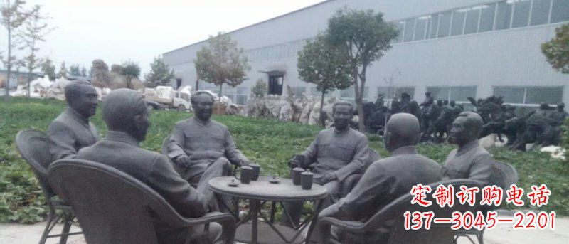 东莞广场伟人喝茶人物铜雕