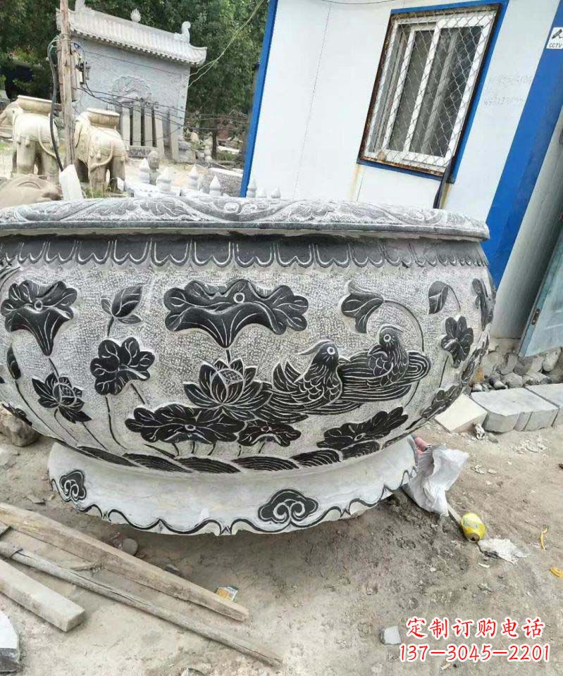 东莞荷花石雕水缸,给你安静的空间