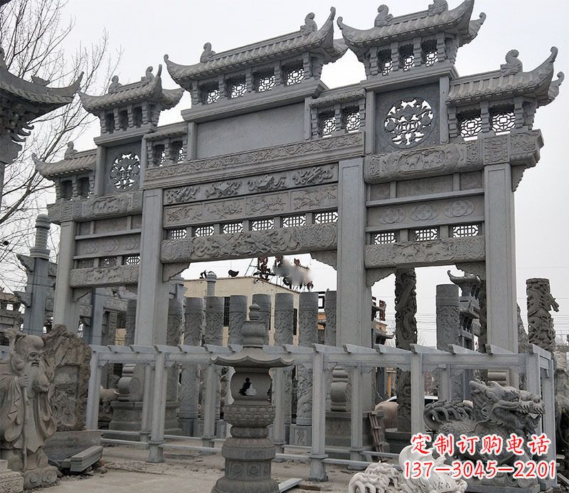 东莞京中领雕塑:牌坊石雕定制
