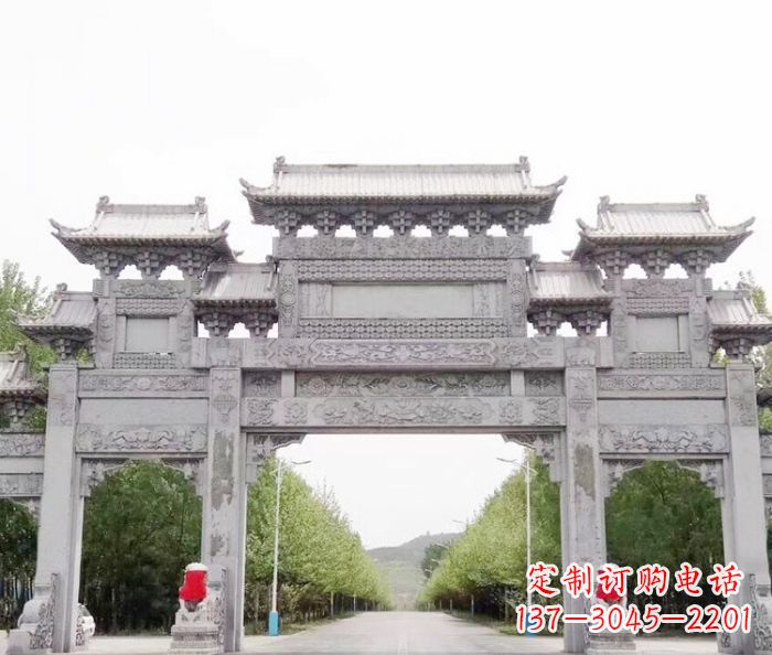 东莞三门石雕牌坊,独具特色的地标雕塑