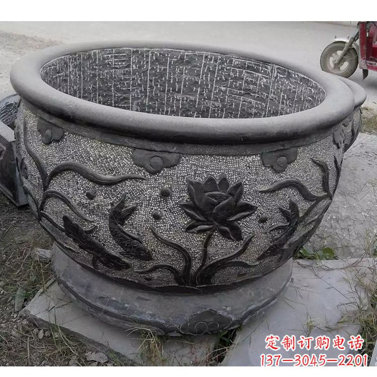 东莞传统宁波老青石水缸雕塑