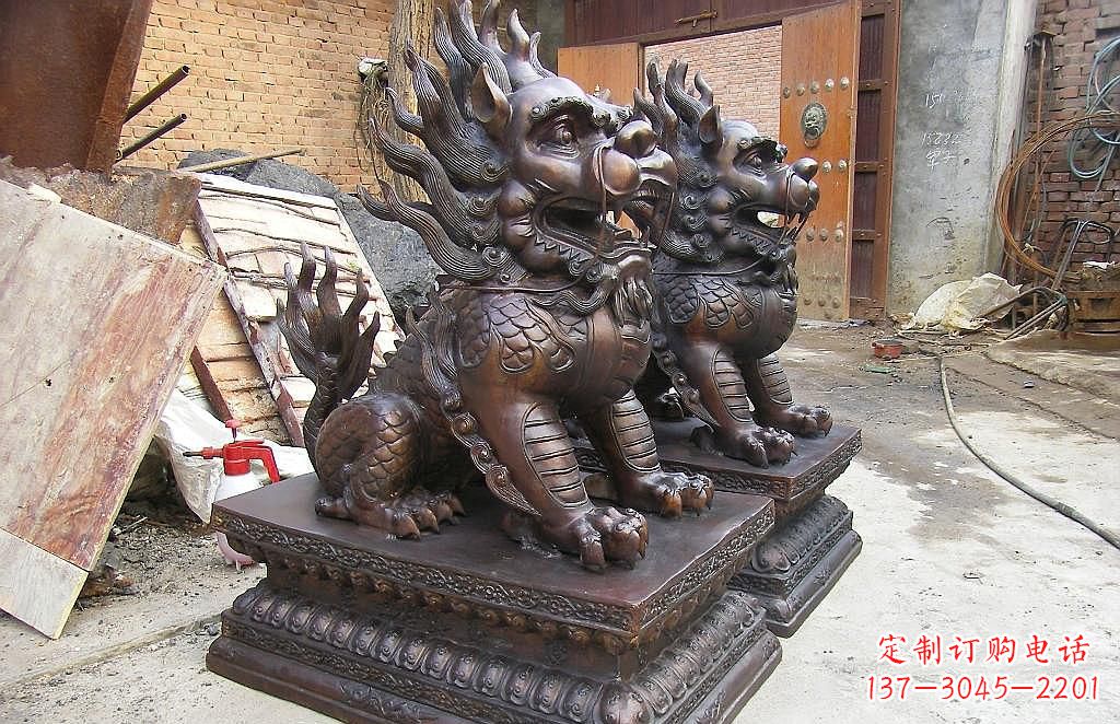 东莞传统工艺精制–钜细工艺麒麟铜雕