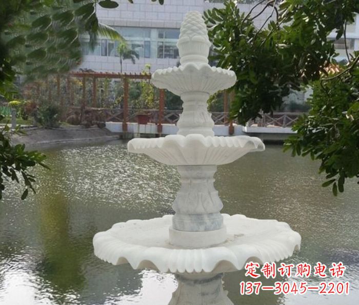 东莞精致美观的三层喷泉汉白玉公园石雕