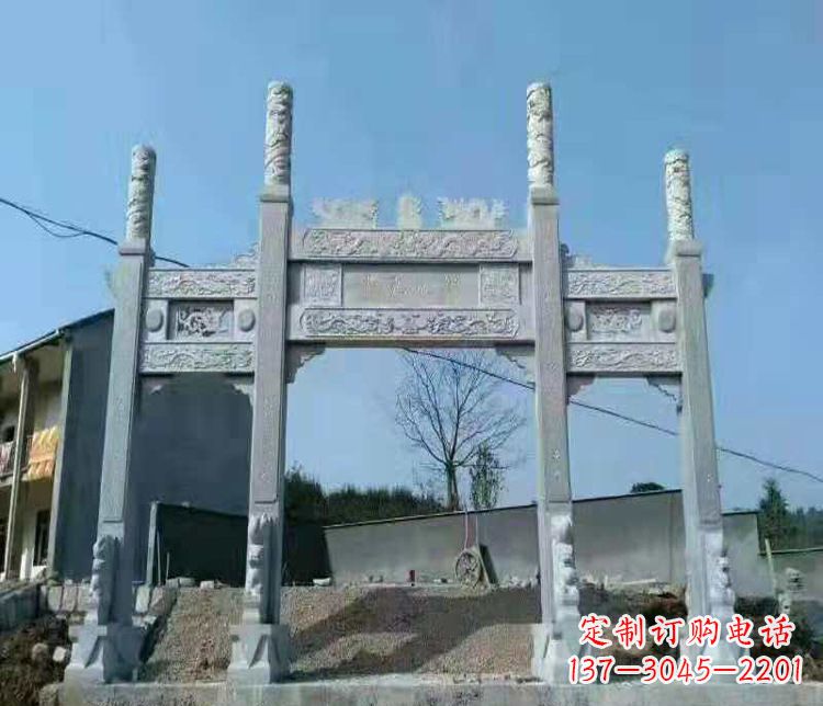 东莞三门仿古牌坊石雕,精致雕刻典雅之美