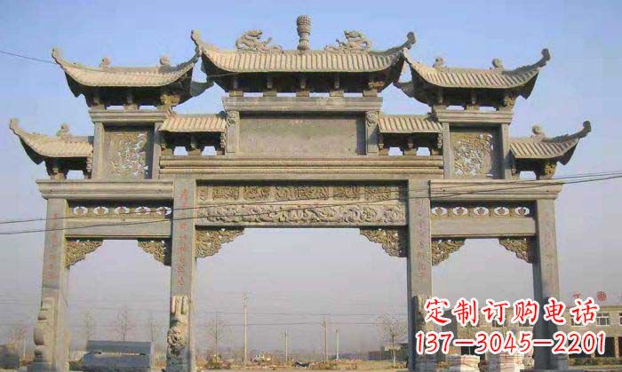 东莞特色街角石雕牌坊精致典雅的装点
