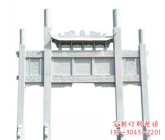 东莞三门石雕牌坊定制精美牌坊雕塑
