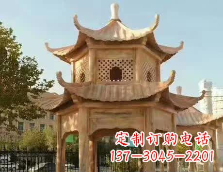 东莞石雕小区景观双层凉亭