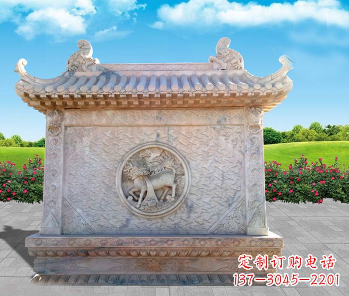 东莞石浮雕麒麟庭院影壁