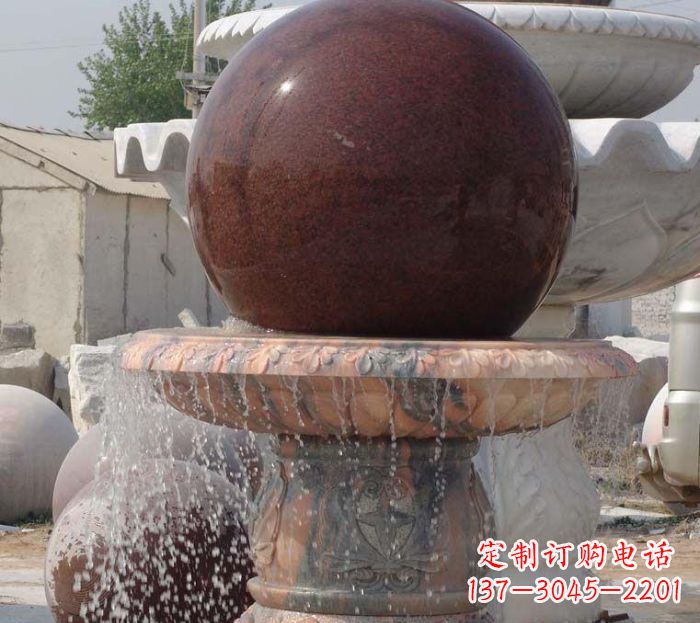 东莞石来运转小型风水球喷泉石雕