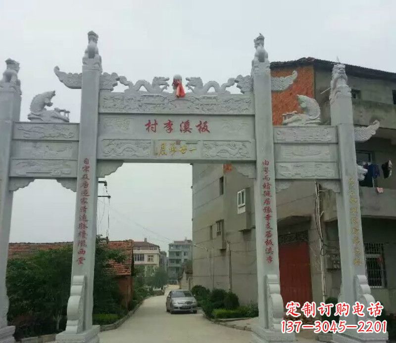 东莞石牌坊三门牌坊石雕 (2)