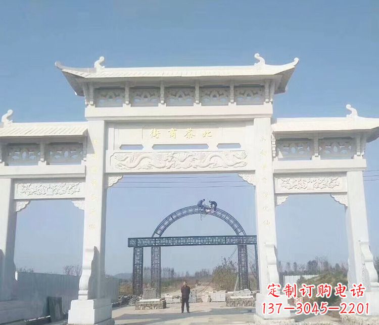 东莞石牌坊三门牌坊石雕 (4)