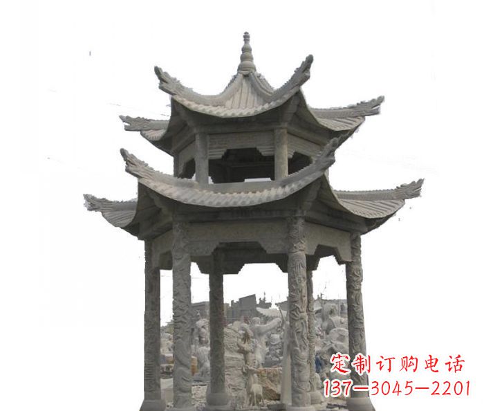 东莞双层仿古石雕凉亭 (2)
