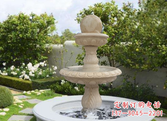 东莞双层风水球喷泉别墅石雕
