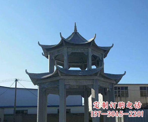 东莞双层仿古石凉亭石雕_1