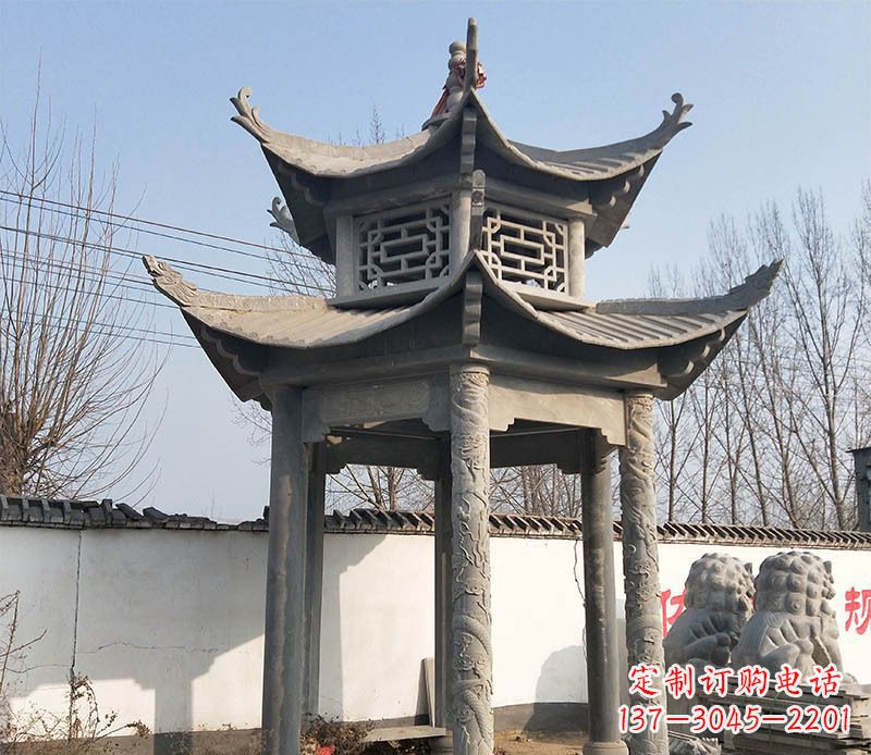 东莞双层户外凉亭石雕 (2)