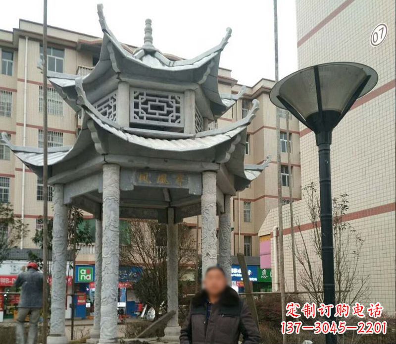 东莞双层六角凉亭石雕