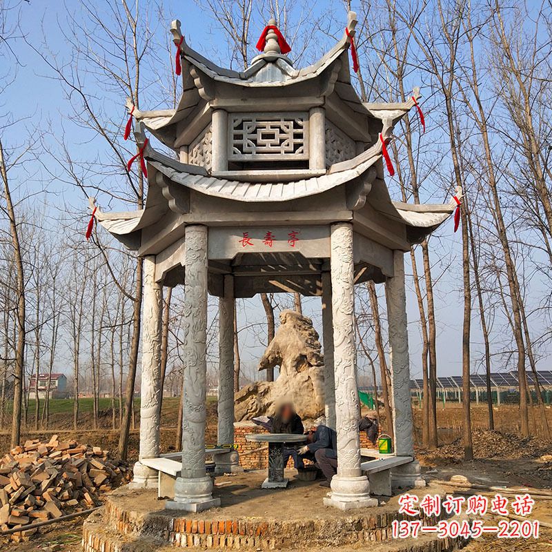 东莞双层六角石凉亭