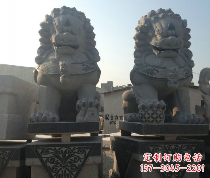 东莞寺庙景观仿古石狮子 (2)
