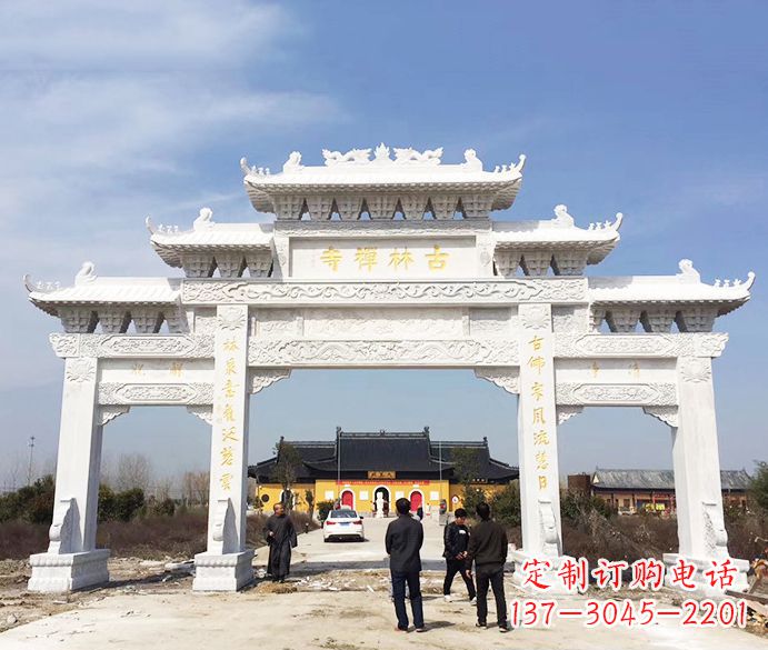 东莞寺庙三门五楼石牌坊石雕_2