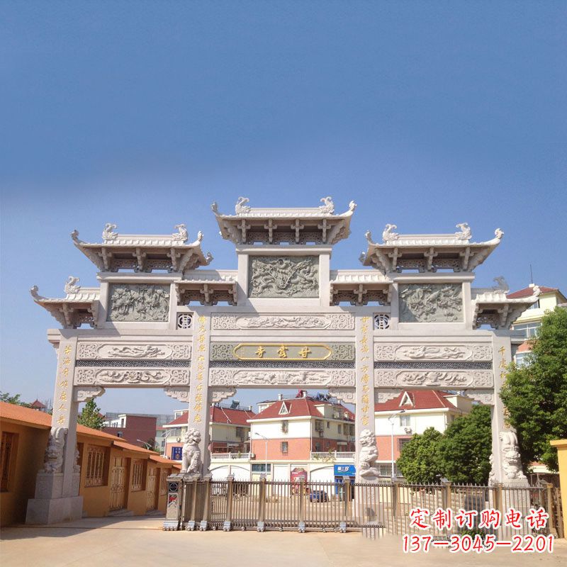 东莞寺院大门石雕牌楼